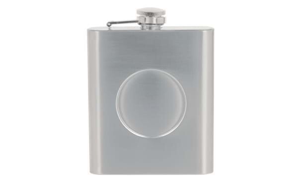 Stainless Steel Flask with 2" Circular Insert: 6 oz.-102780