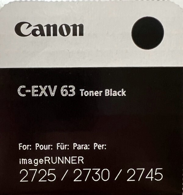Canon C-EXV63 Black Toner Cartridge 5142C002AA Canon C-EXV63 Black Toner Cartridge 5142C002AA