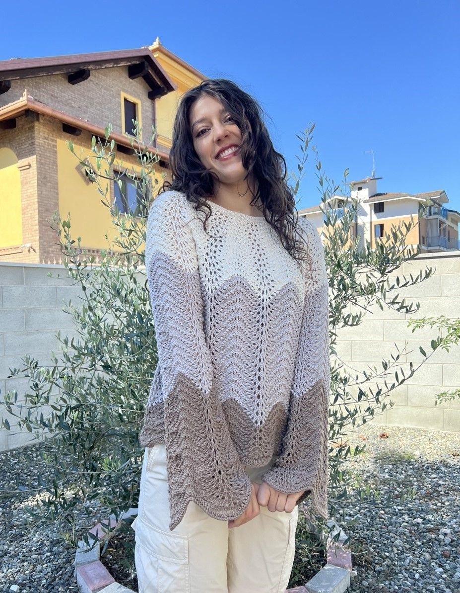 Pattern maglia sfumata con punto pavone