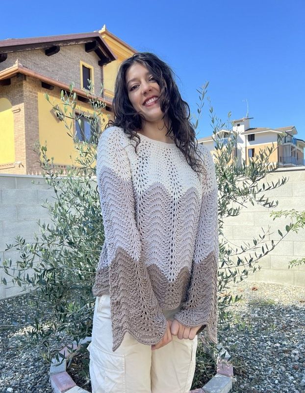 Pattern maglia sfumata con punto pavone