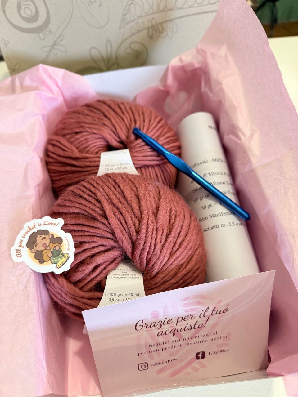 KIT UNCINETTO - CAPPELLO - Rosa antico KIT UNCINETTO - CAPPELLO - Rosa antico