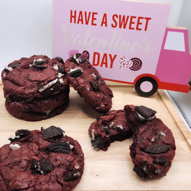Red Velvet Cookies in Valentine's Box