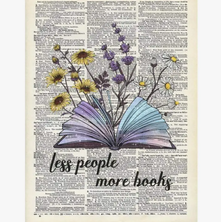 Less People, More Books - Vintage Dictionary Print