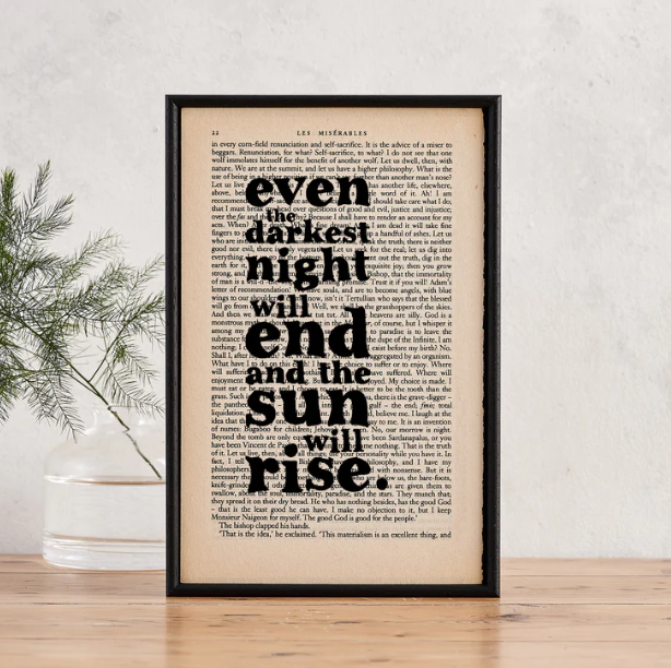Les Miserables, Even the Darkest Night Book Print