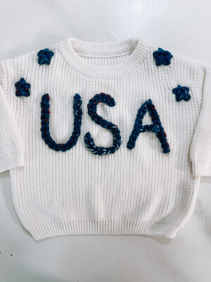Adult USA Hand-Embroidered Sweater