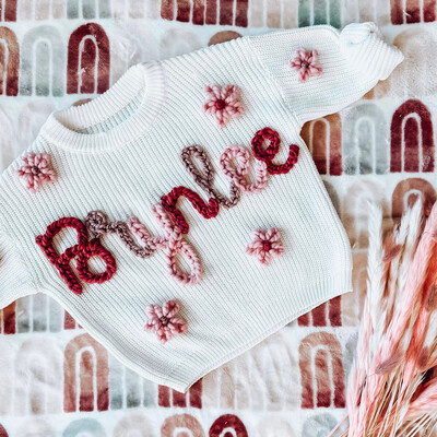 Kids Personalized Multi-Colored Hand-Embroidered Sweater