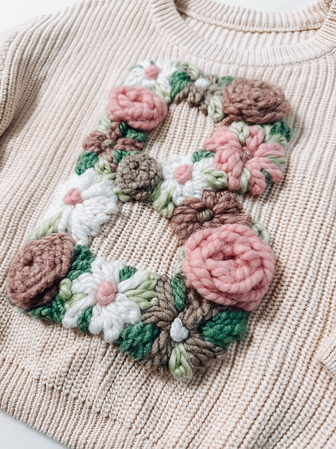Adult Flower Filled Letter Sweater