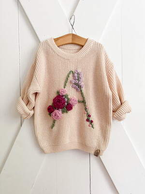 Adult &quot;Nature Florals&quot; Letter Sweater