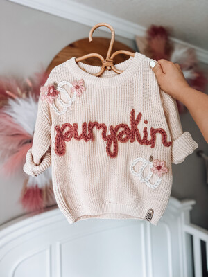 Kids Fall Personalized Hand-Embroidered Sweater