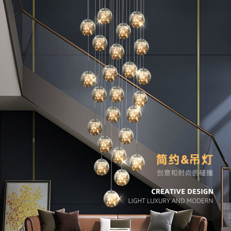 Gypsophila Led Stair Light Duplex Building Bieye Modern Minimalist Long Chandelier Hotel Apartment Living Room Ceiling Light