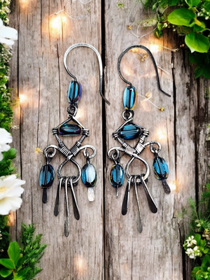 &quot;Blue Horizons&quot; Chandelier earrings in Sterling Silver