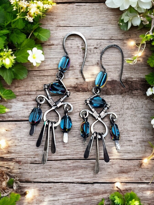 &quot;Blue Horizons&quot; Chandelier earrings in Sterling Silver