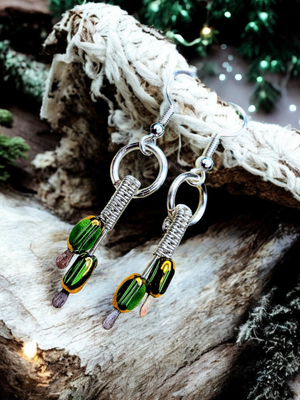 &quot;Simple Joy&quot; wire-wrapped earrings in green