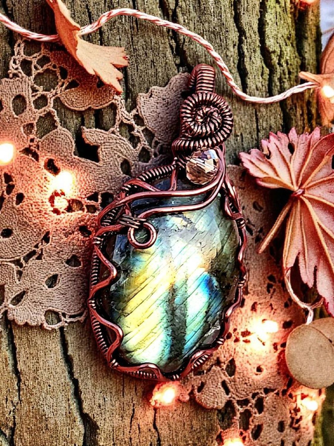 &quot;Bluefire&quot; - Bright Flashy Labradorite wrapped in Copper