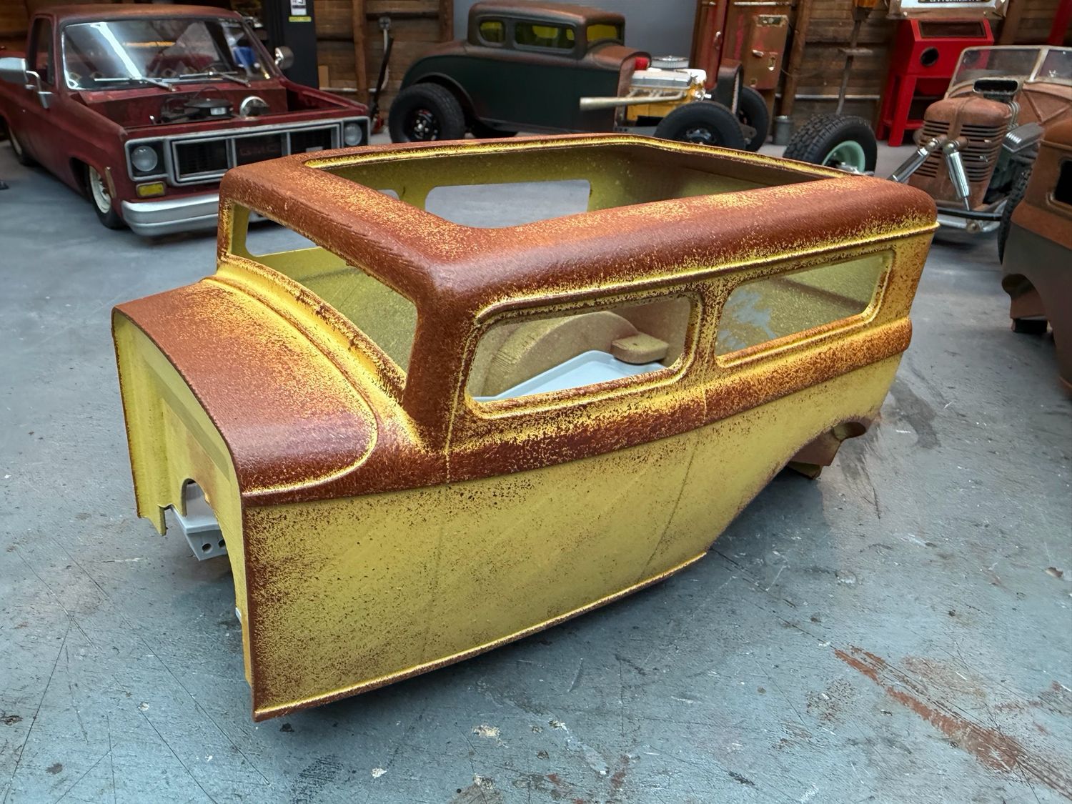 Test Sedan body and floor, weathered, signed &amp; dated 2