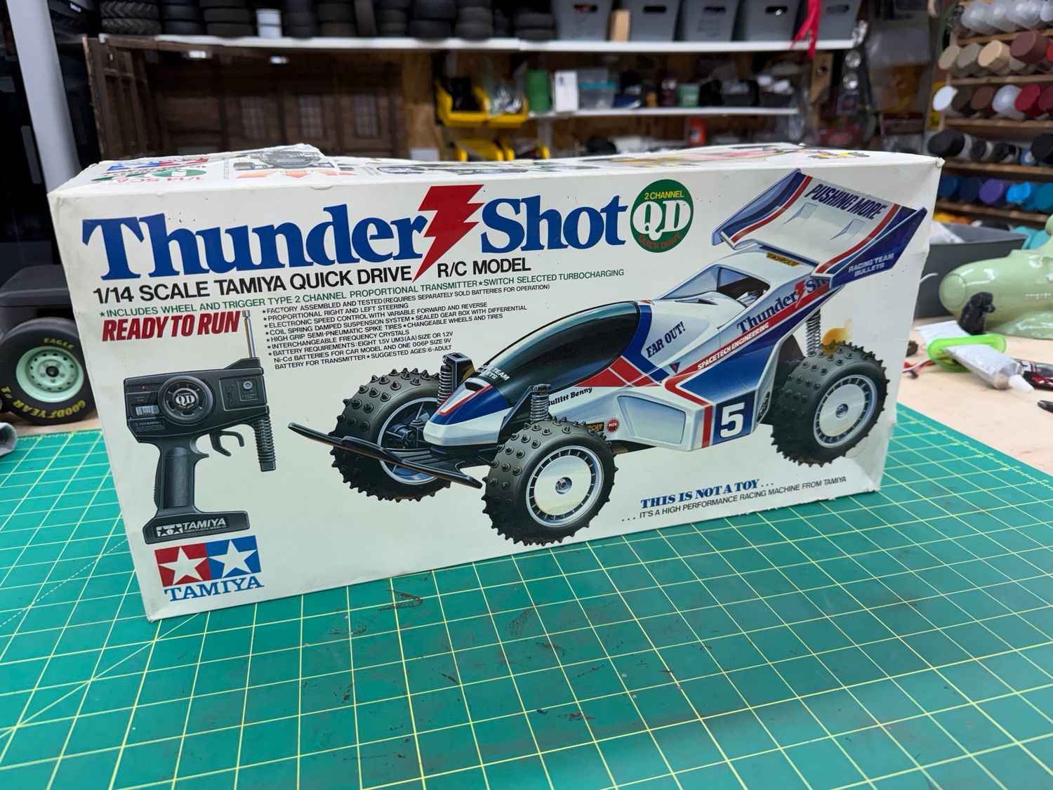Vintage Tamiya Quick Drive Thunder Shot RC in box 1988