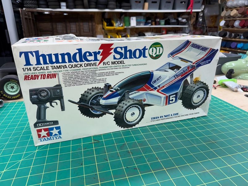 Vintage Tamiya Quick Drive Thunder Shot RC in box 1988