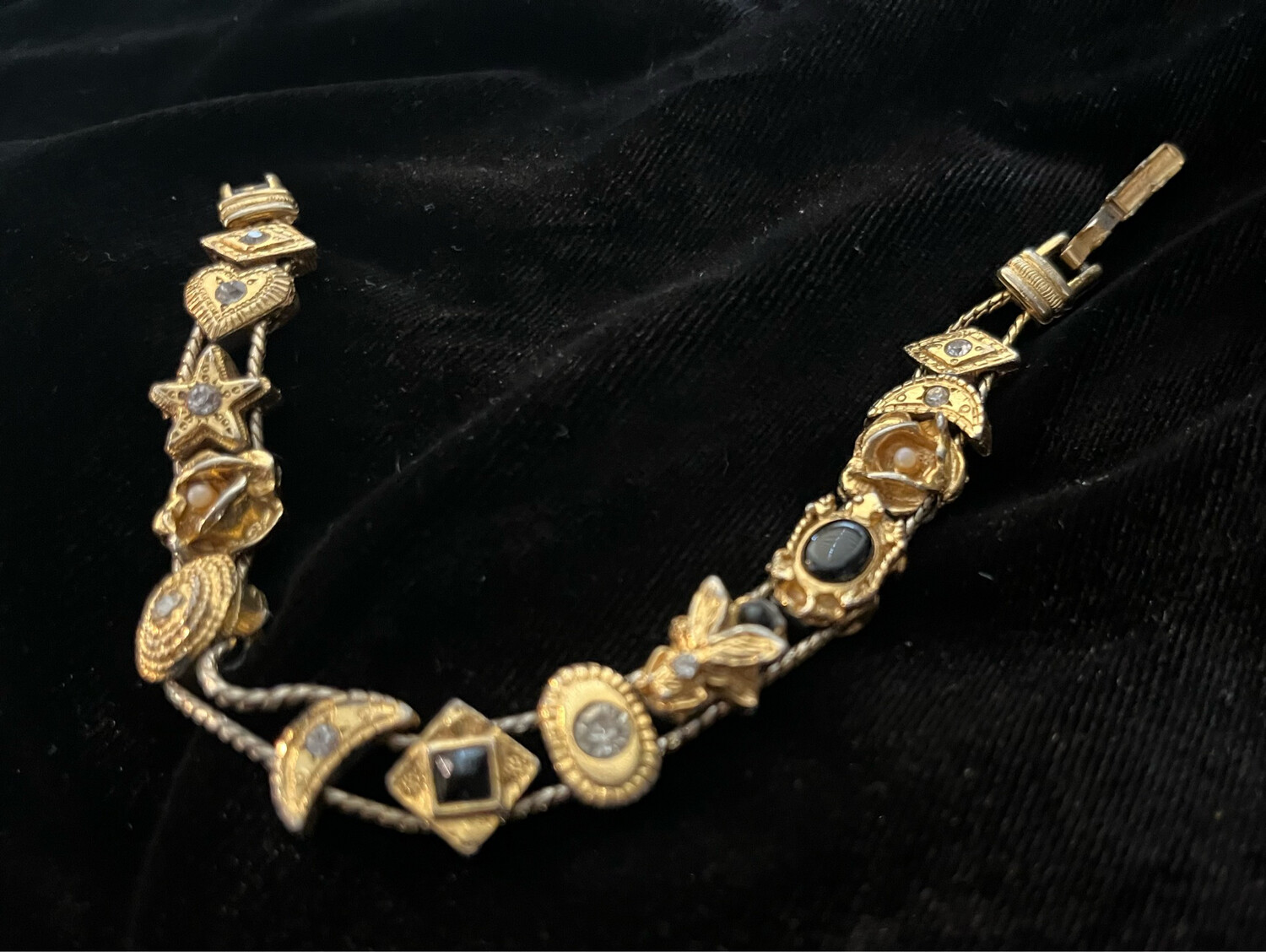 Vintage Double-Chain Charm Bracelet
