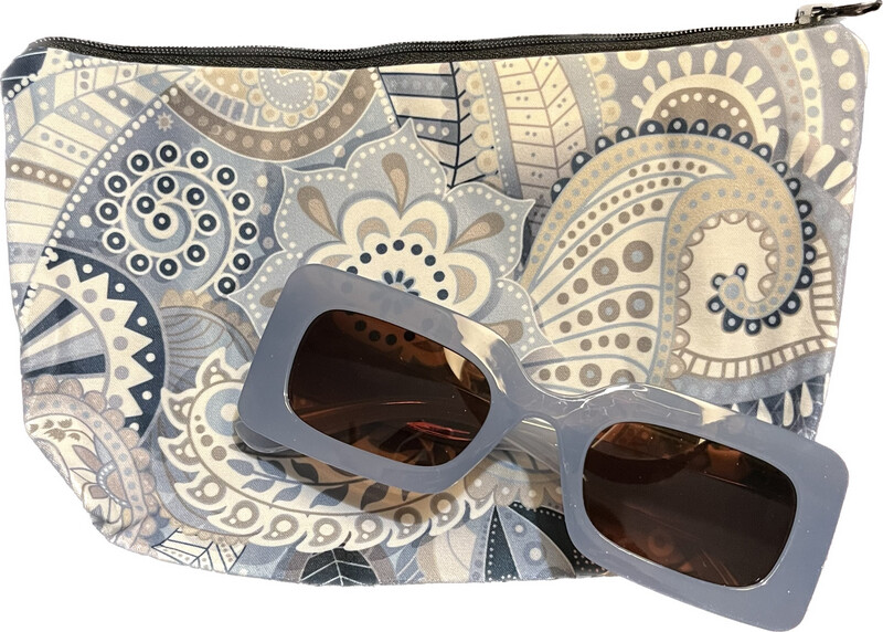 Blue Sunglasses/ Lt Blue Pattern Case