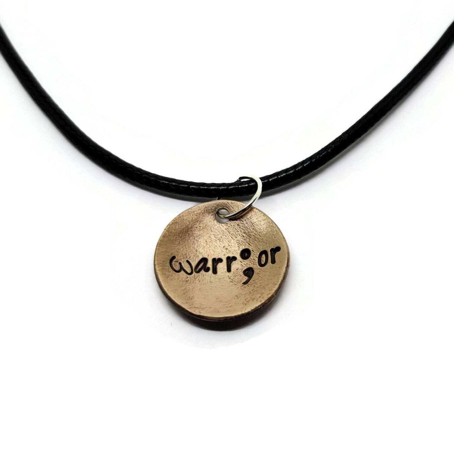 Warrior Semicolon Mental Health Awareness Pendant