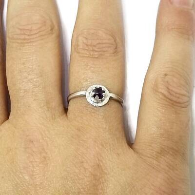 Sterling Silver Amethyst Gemstone Ring, US Size 8