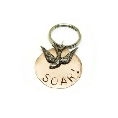 SOAR! Hand Stamped Copper Keychain