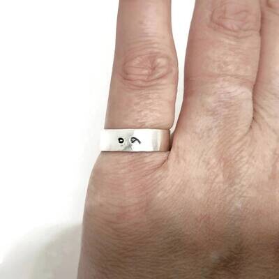 Sterling Silver Semicolon Wide Band Ring