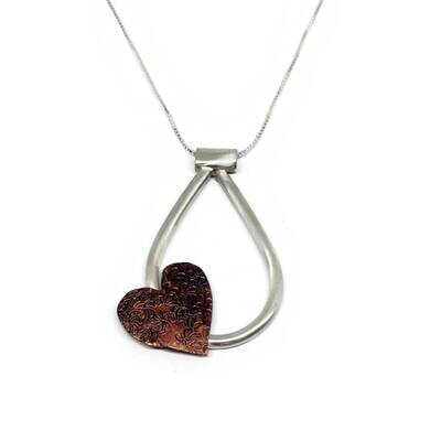 Sterling Silver & Copper Heart Necklace
