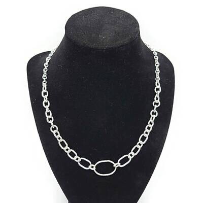 Sterling Silver Oval and Round Link Necklace