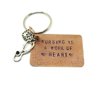 Nursing is a Work of Heart Keychain