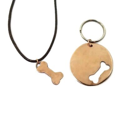 Person and Dog Best Friend Dog Bone Necklace and Pet ID Tag