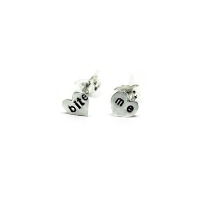 Anti-Valentine's Day Bite Me Sterling Silver Earrings