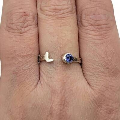 Sterling Silver Initial Birthstone Ring