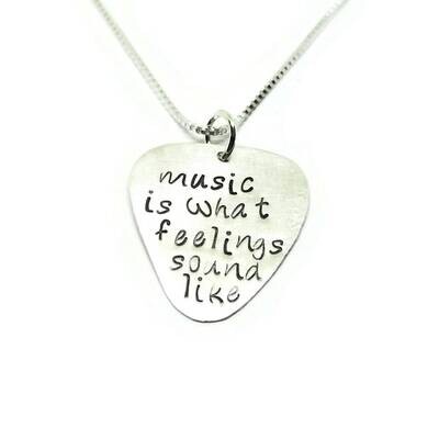 Music is What Feelings Sound Like Sterling Silver Necklace