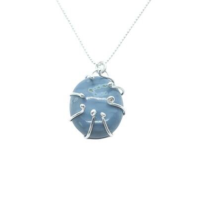 Sterling Silver Blue Opal Pendant, Unique Opal Necklace
