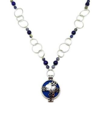 Butterfly Aromatherapy Locket with Lapis Lazuli and Sodalite