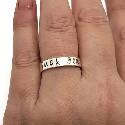 Sterling Silver Wide Band Fuck You Ring