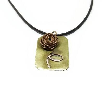 3D Flower Copper and Brass Pendant