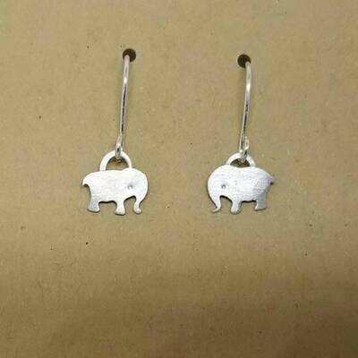 Sterling Silver Dangle Elephant Earrings