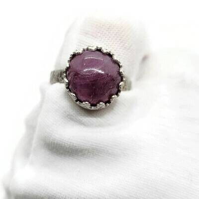 Sterling Silver Ruby Cabochon Ring,  US Size 7