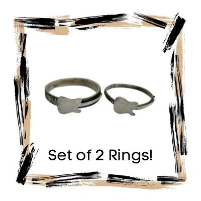 Sterling Silver Couples Guitar Rings, Musician Jewelry