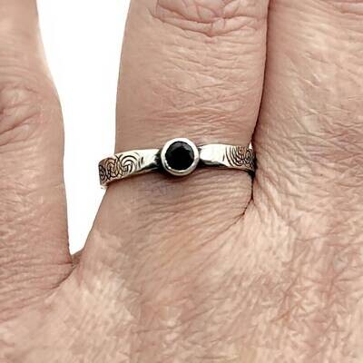 Black Spinel Sterling Silver Antique Look Ring