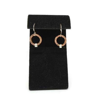 Hammered Copper and Sterling Silver Hoop Earrings