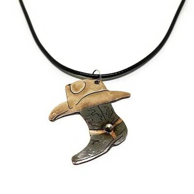 Copper Cowboy Hat and Boot Pendant