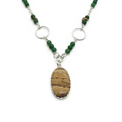 Picture Jasper and Green Aventurine Sterling Silver Necklace