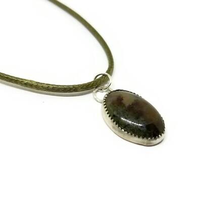 Unique Moss Agate Gemstone Necklace set in Sterling Silver
