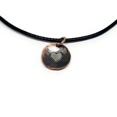 Mixed Metal Sterling Silver and Copper Heart Pendant