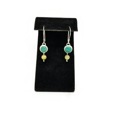 Sterling Silver Turquoise and Italian Onyx Dangle Earrings