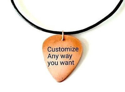 Custom Hand Stamped Copper Guitar Pick Necklace