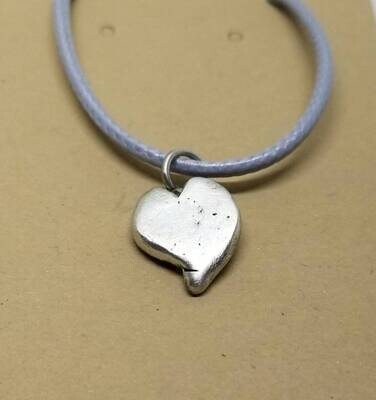 Solid Sterling Silver Rustic Heart Pendant